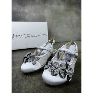 Betsey Johnson Ivory Rhinestone Bow Mary Jane Girls' Dress Shoes Size 2
